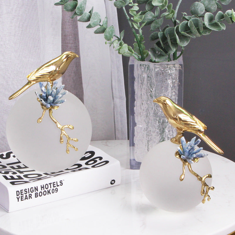 Luxury Bird With Blue Natural Soft Frosted Crystal Stone decor - CRYSTALOIL