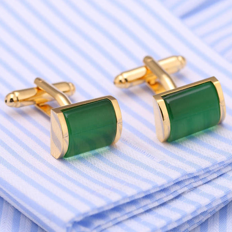 Fashion Emerald Green Opal Cufflink - Crystalbloomaromatics