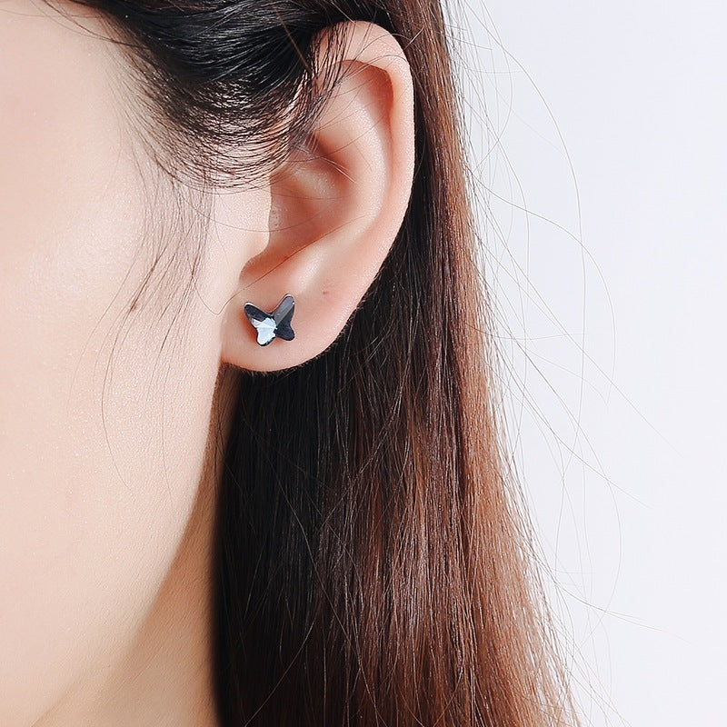 Women&#39;s Luxury Simple Butterfly Blue Crystal Earrings - CRYSTALOIL