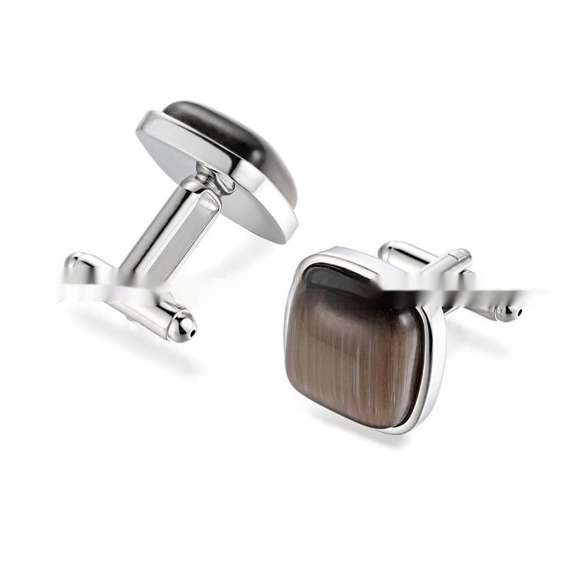 Men's High-end Opal Cufflinks Business Shirt French Cufflink Ornament - CRYSTALOIL