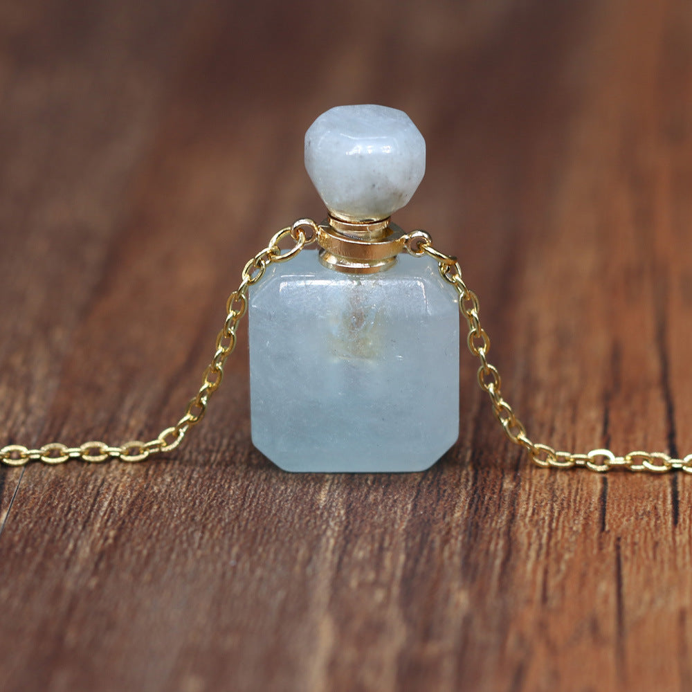 Exquisite Natural Stone Necklace Perfume Bottle Pendant, "Elevate your style with our Exquisite Natural Stone Necklace Perfume Bottle Pendant, a blend of elegance and functionality. Crafted from natural stone,.