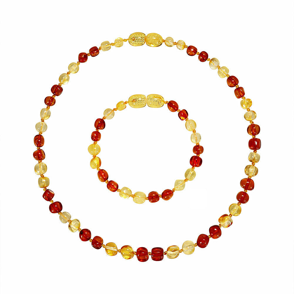 Baby And Child Natural Amber Necklace Gold - CRYSTALOIL