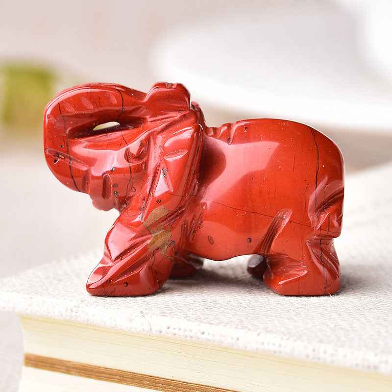 Crystal Elephant Ornament - Handcrafted Carved Elephant Figurine - CRYSTALOIL