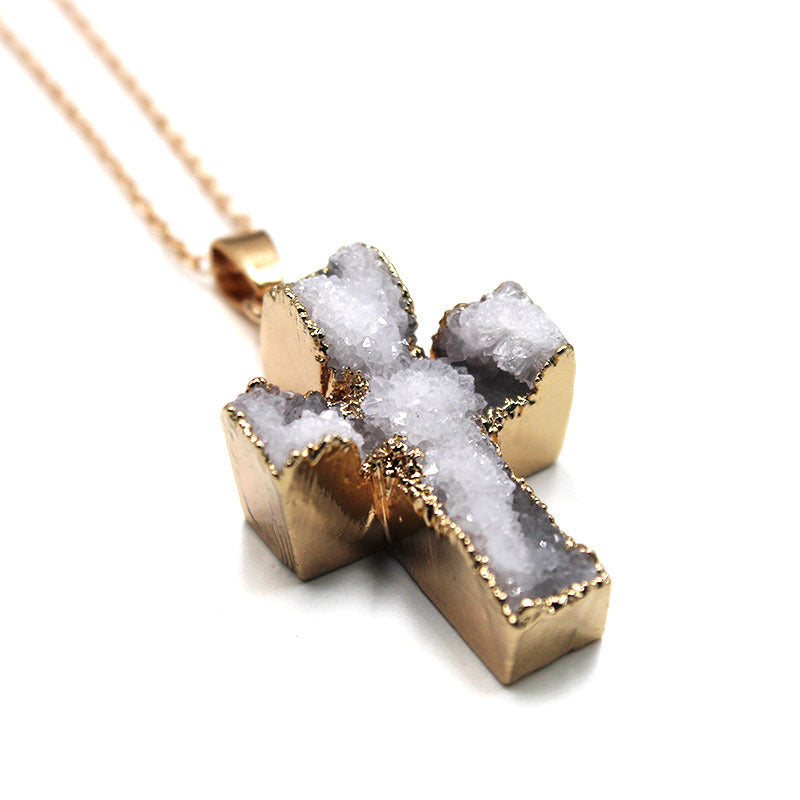 Crystal Cross Necklace Pendant Crystal Cross - Crystalbloomaromatics