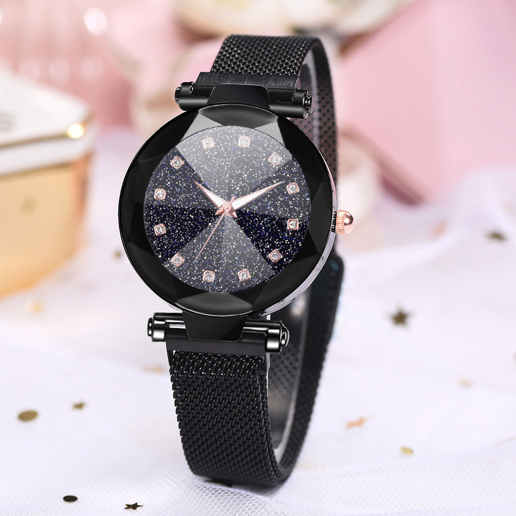 Women's Watch Square Diamond Rhinestone Starry Sky Face Ladies Casual Fashion Watch Set Bracelet Watch - CRYSTALOIL