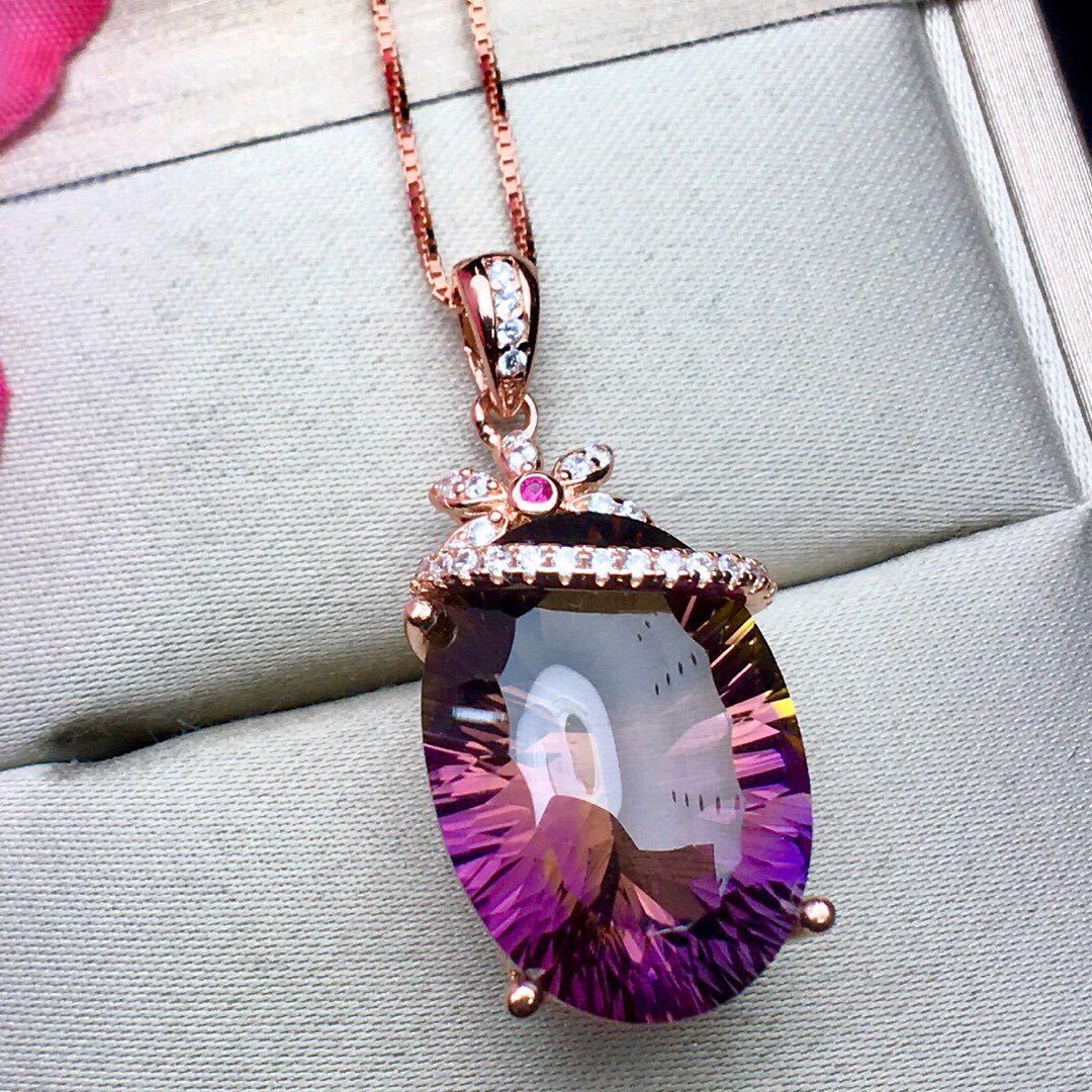 Amethyst Pendant Crystal S925 Silver Necklace, Elegant and versatile - CRYSTALOIL