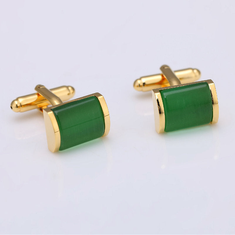 Fashion Emerald Green Opal Cufflink - Crystalbloomaromatics