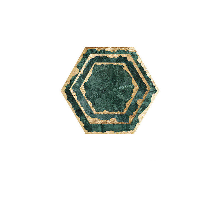 3 pieces Emerald Natural Marble Placemat Coaster Plate, - CRYSTALOIL