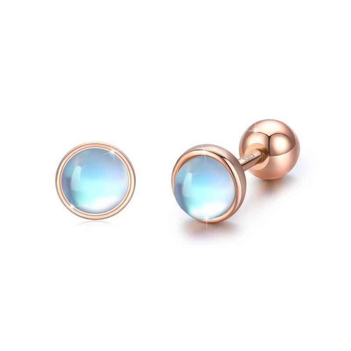 Sterling Silver Moonstone Tragus Cartilage Screw Back Hypoallergenic Earrings - CRYSTALOIL