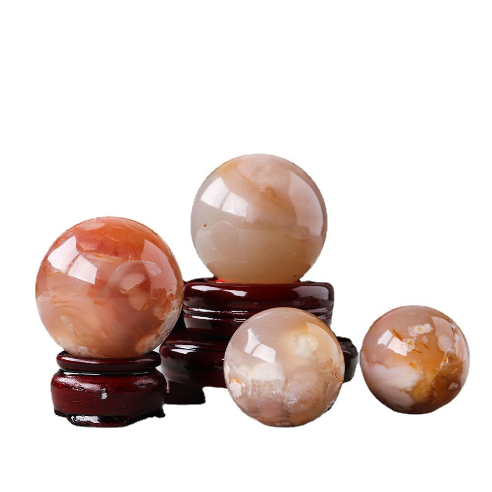 Natural Crystal Cherry Blossom Agate Crystal Ball Office Decoration - Crystalbloomaromatics