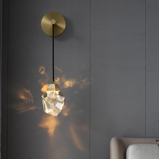 Light Luxury Crystal Modern Living Room Background Copper Wall Lamp,  "Illuminate your modern living space with our Light Luxury Crystal Copper Wall Lamp, - Crystalbloomaromatics