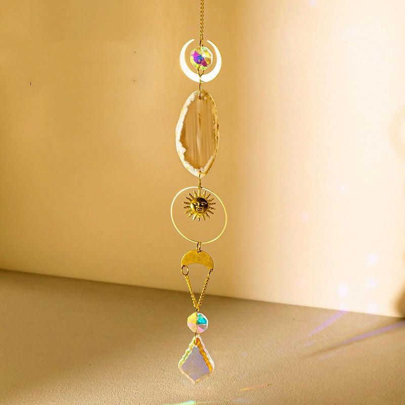 Natural Colorful Agate Slices Sun Catcher Pendant - Crystalbloomaromatics