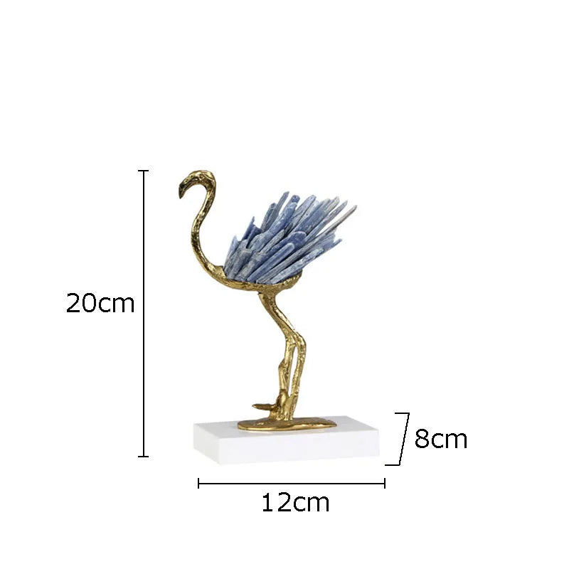 Modern Light Luxury Flamingo Crystal Brass Decoration Living Room - CRYSTALOIL