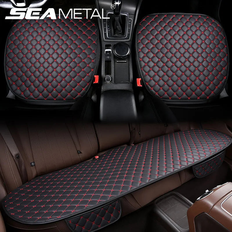 SEAMETAL Artificial Leather Car Seat Covers Four Seasons Car Seat Cover Interior Leather Seats Protector Chair Mats Accessories - CRYSTALOIL