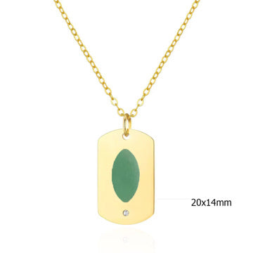 Brass gold plated dog tag with Natural Aventurine stone