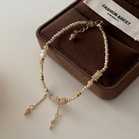 Natural Stone Pearl Necklace For Women Vintage Twin - CRYSTALOIL