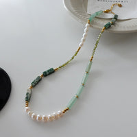 Natural Stone Pearl Necklace For Women Vintage Twin - CRYSTALOIL