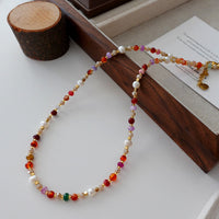 Natural Stone Pearl Necklace For Women Vintage Twin - CRYSTALOIL