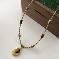 Natural Stone Pearl Necklace For Women Vintage Twin - CRYSTALOIL