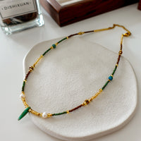 Natural Stone Pearl Necklace For Women Vintage Twin - CRYSTALOIL