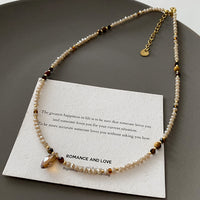 Natural Stone Pearl Necklace For Women Vintage Twin - CRYSTALOIL