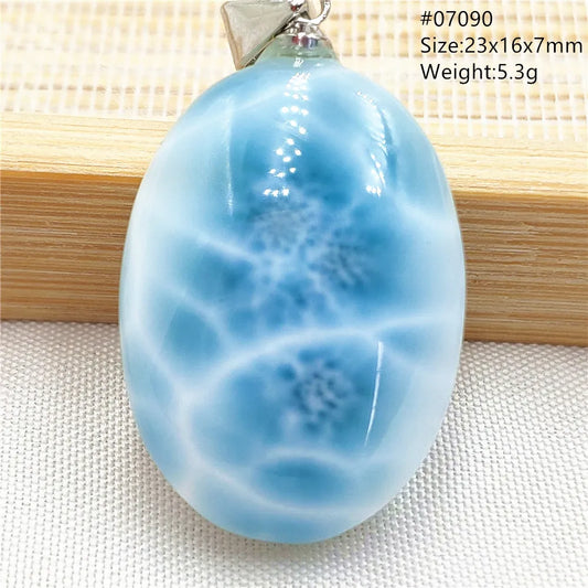 Natural Blue Larimar Pendant Jewelry Women Men Oval Gemstone Pattern Larimar Water Drop Dominica Necklace Love AAAAAA - CRYSTALOIL