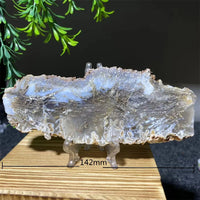 Crystal Natrural Agate Rutile Slab Slice Stone Reiki High Quality Beauty Healing Quartz Minerals Home Decoration + Stand - CRYSTALOIL