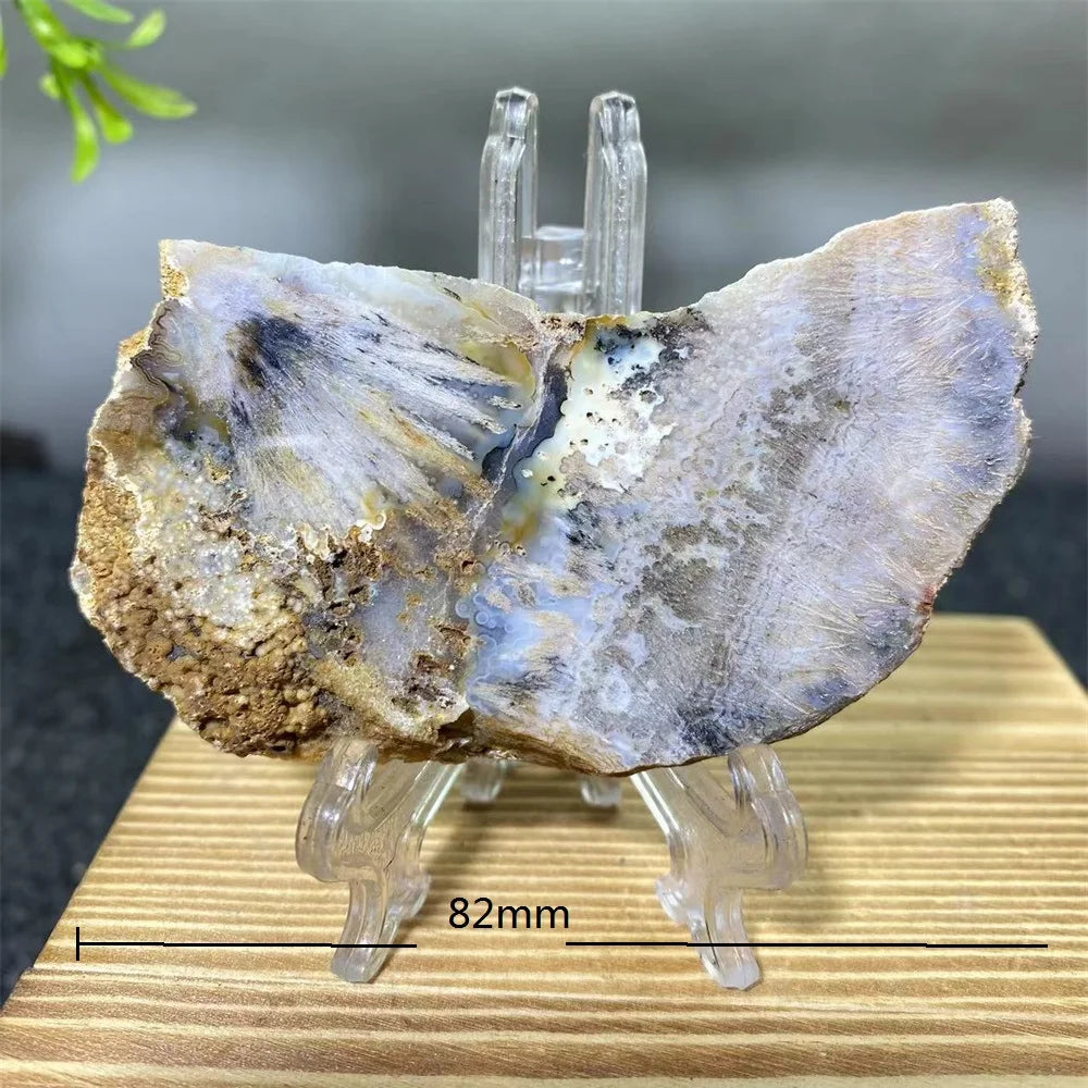 Crystal Natrural Agate Rutile Slab Slice Stone Reiki High Quality Beauty Healing Quartz Minerals Home Decoration + Stand - CRYSTALOIL