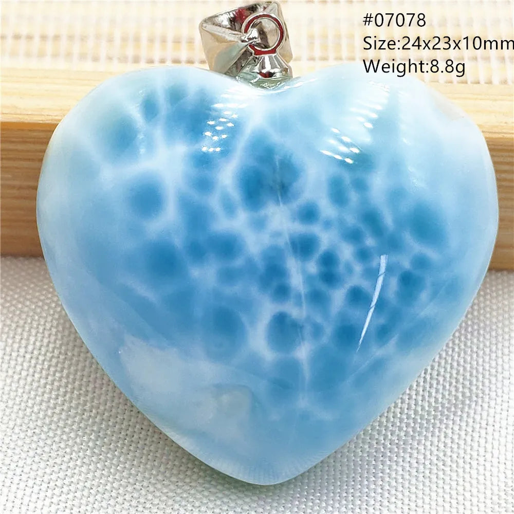 Natural Blue Larimar Pendant Jewelry Women Men Oval Gemstone Pattern Larimar Water Drop Dominica Necklace Love AAAAAA - CRYSTALOIL