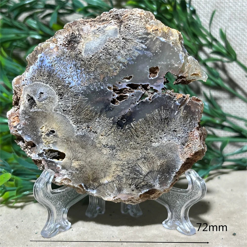 Crystal Natrural Agate Rutile Slab Slice Stone Reiki High Quality Beauty Healing Quartz Minerals Home Decoration + Stand - CRYSTALOIL