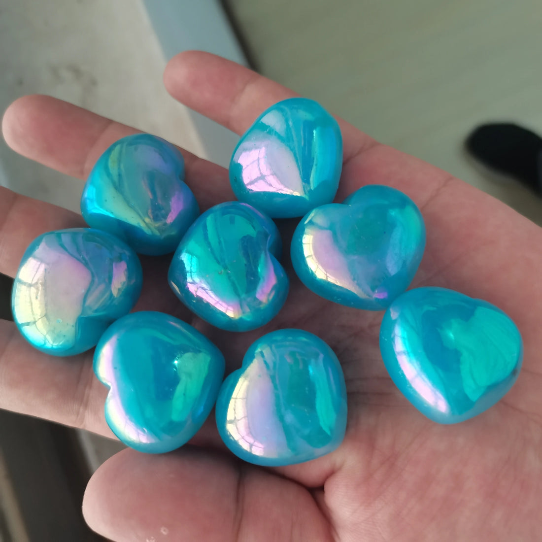 2pcs Natural Electroplating Blue Heart Quartz Crystal love heart Shaped Hand Carved Stone  Home Decoration Healing Crystals - CRYSTALOIL
