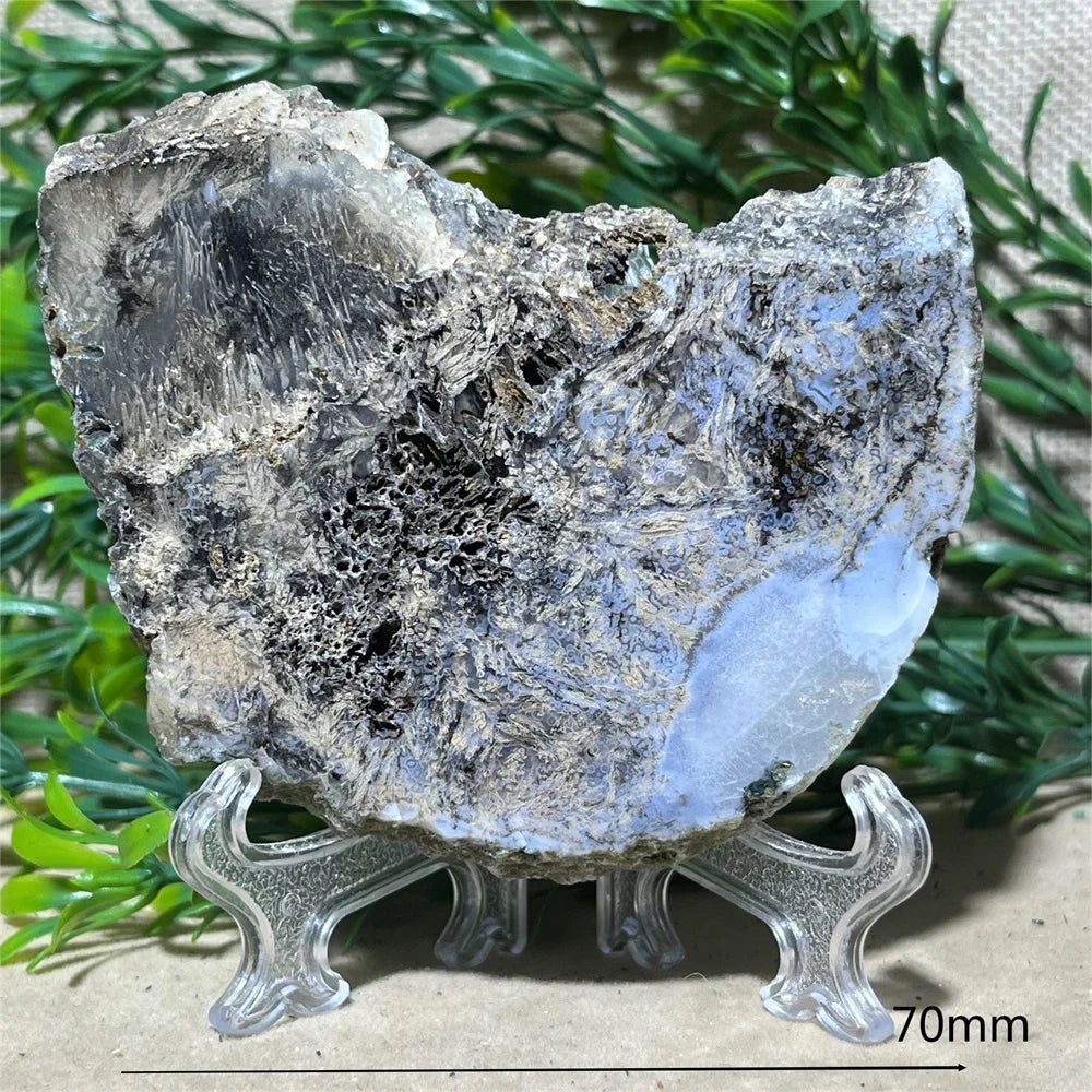 Crystal Natrural Agate Rutile Slab Slice Stone Reiki High Quality Beauty Healing Quartz Minerals Home Decoration + Stand - CRYSTALOIL