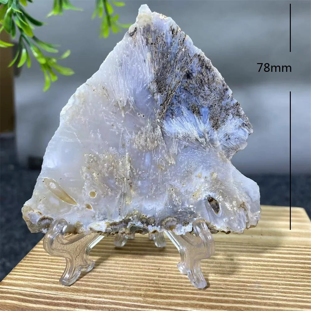 Crystal Natrural Agate Rutile Slab Slice Stone Reiki High Quality Beauty Healing Quartz Minerals Home Decoration + Stand - CRYSTALOIL