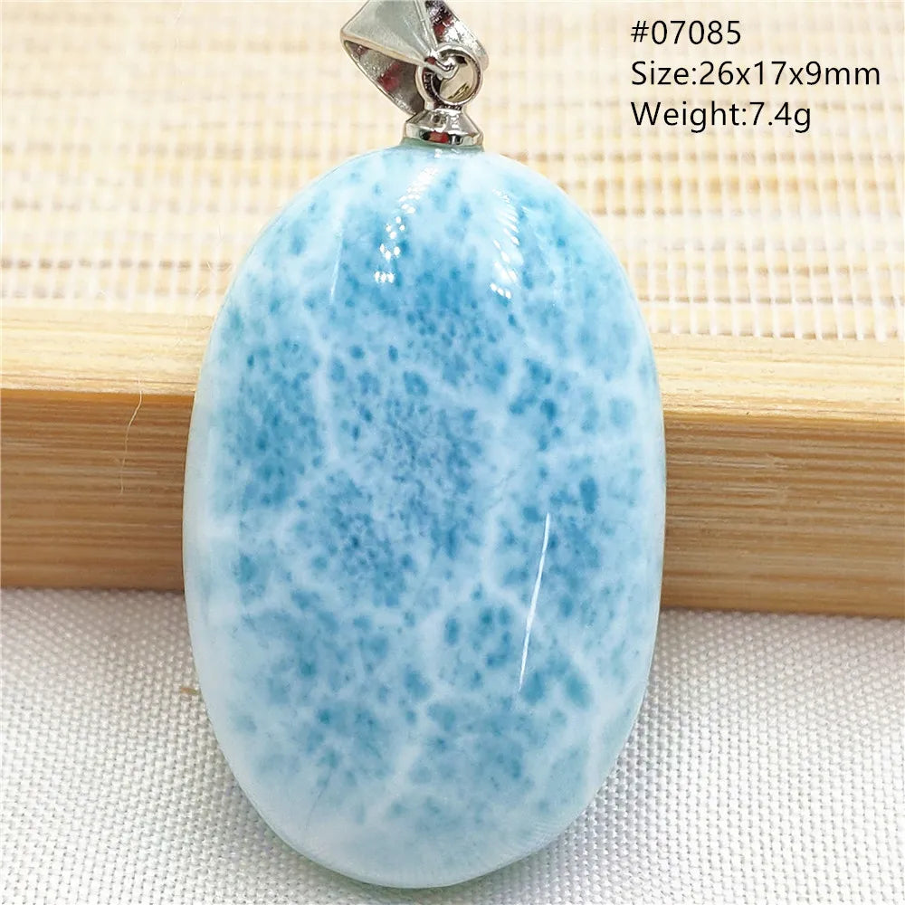 Natural Blue Larimar Pendant Jewelry Women Men Oval Gemstone Pattern Larimar Water Drop Dominica Necklace Love AAAAAA - CRYSTALOIL