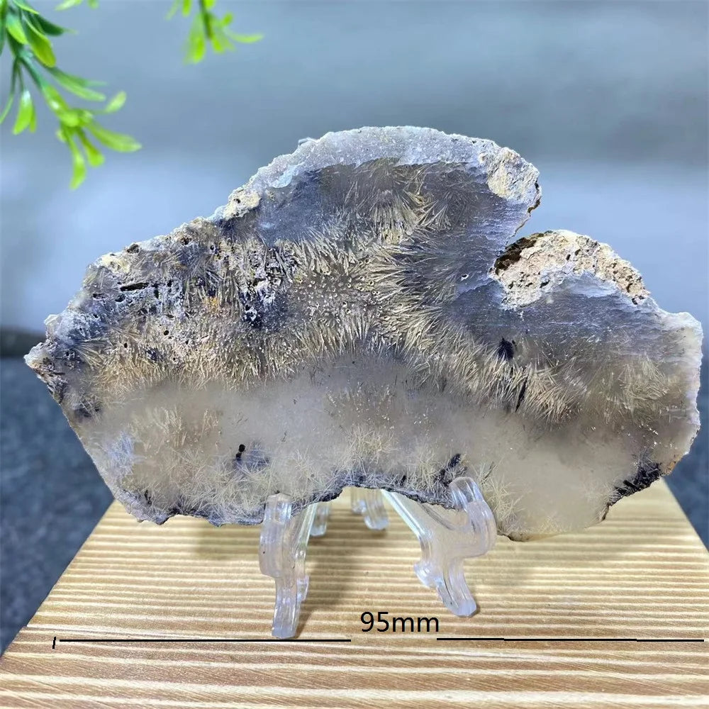 Crystal Natrural Agate Rutile Slab Slice Stone Reiki High Quality Beauty Healing Quartz Minerals Home Decoration + Stand - CRYSTALOIL