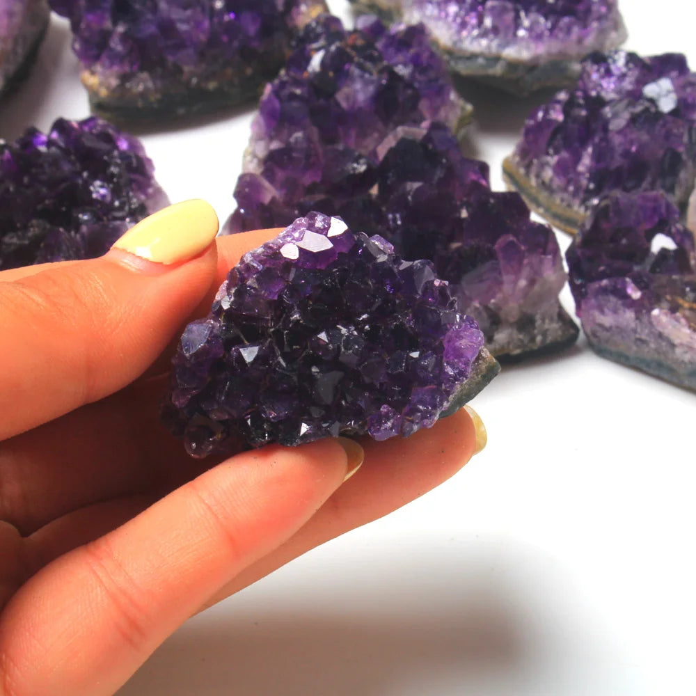 Natural Amethyst ore raw stone Purple Crystals Cluster Druzy Geode Mineral Rock Healing Quartz Point Energy Wand Crafts - Crystalbloomaromatics