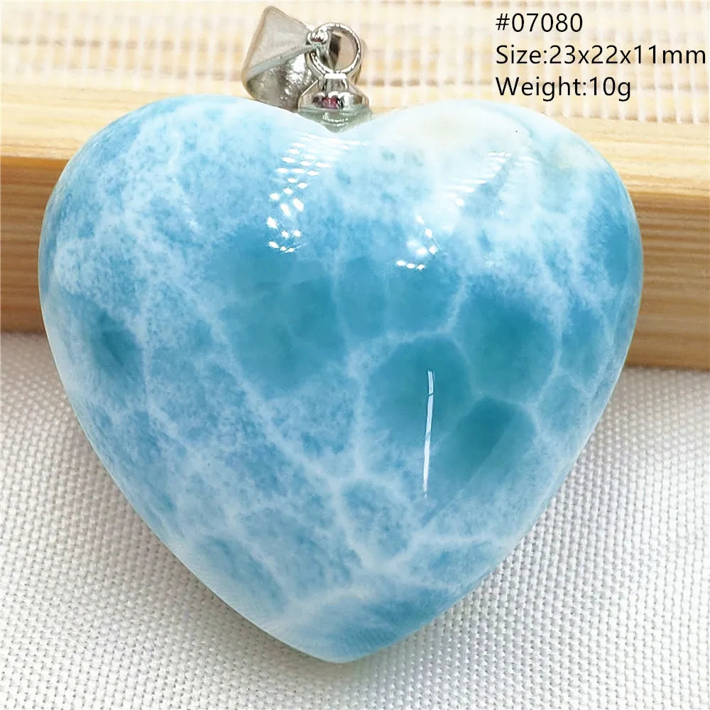 Natural Blue Larimar Pendant Jewelry Women Men Oval Gemstone Pattern Larimar Water Drop Dominica Necklace Love AAAAAA - CRYSTALOIL