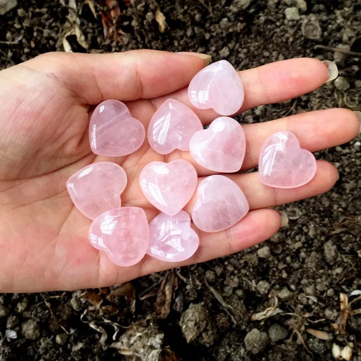 Natural Crystal Stone Love Heart Shape Big Heart Quartz Carving Reiki Healing Rose Quartz Love Crystal Decoration Crafts 20mm - CRYSTALOIL