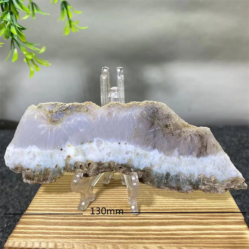 Crystal Natrural Agate Rutile Slab Slice Stone Reiki High Quality Beauty Healing Quartz Minerals Home Decoration + Stand - CRYSTALOIL