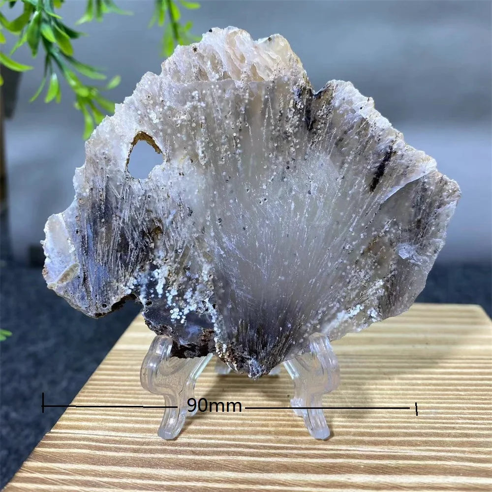 Crystal Natrural Agate Rutile Slab Slice Stone Reiki High Quality Beauty Healing Quartz Minerals Home Decoration + Stand - CRYSTALOIL