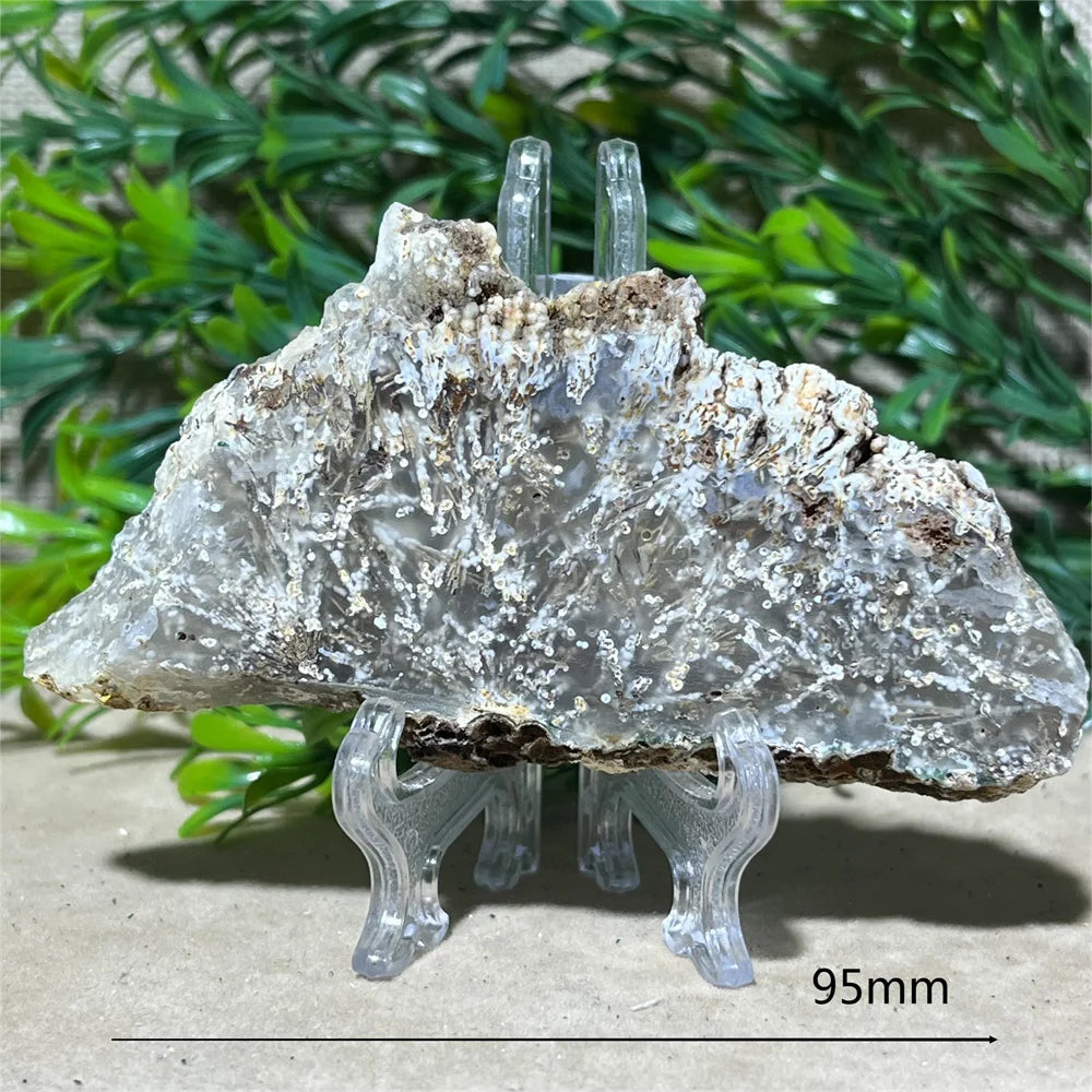 Crystal Natrural Agate Rutile Slab Slice Stone Reiki High Quality Beauty Healing Quartz Minerals Home Decoration + Stand - CRYSTALOIL