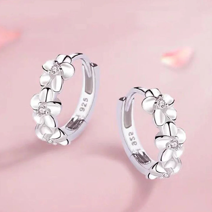 Top Sale 925 Sterling Silver Needle Earrings for Women&#39;s Wedding Fashion High Quality Jewelry Crystal Zircon Flower Cute Stud - CRYSTALOIL