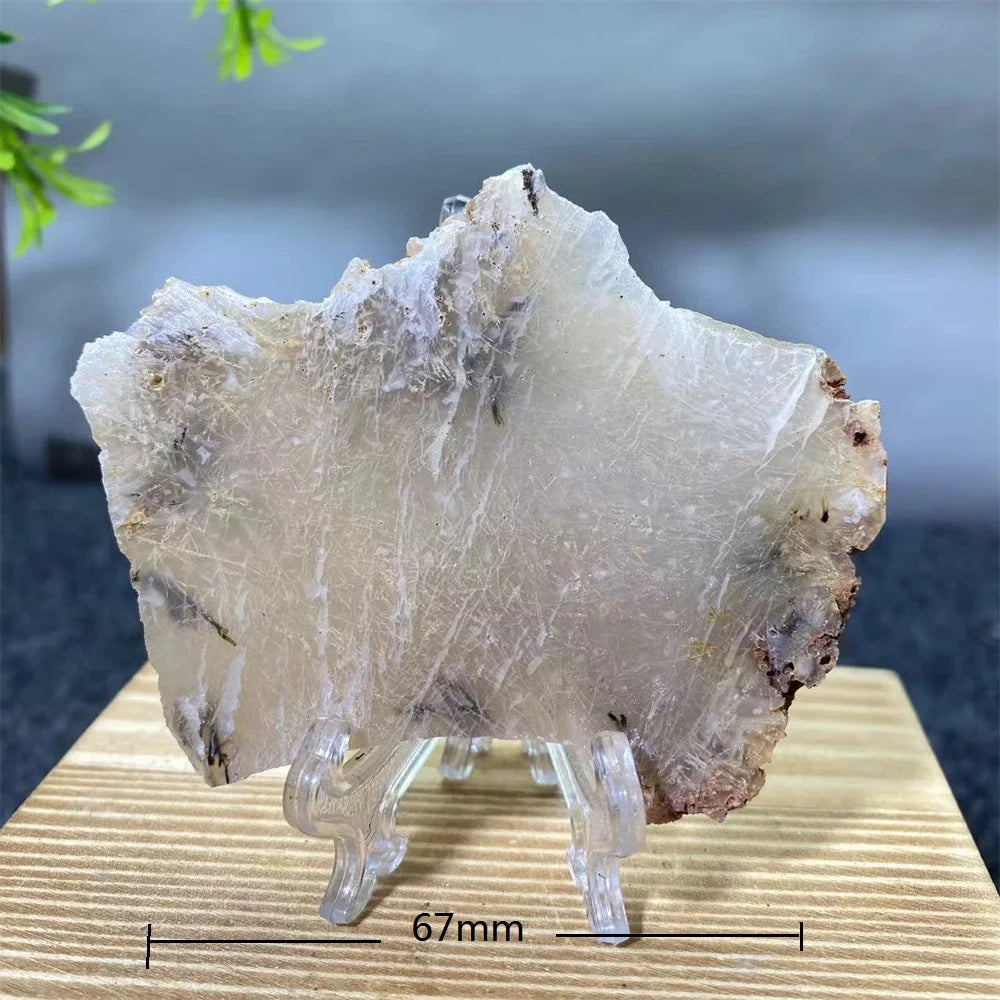 Crystal Natrural Agate Rutile Slab Slice Stone Reiki High Quality Beauty Healing Quartz Minerals Home Decoration + Stand - CRYSTALOIL