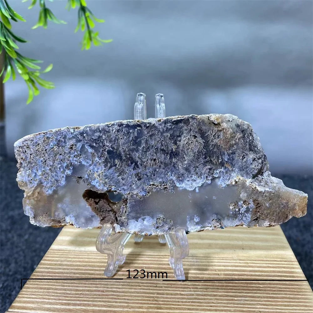 Crystal Natrural Agate Rutile Slab Slice Stone Reiki High Quality Beauty Healing Quartz Minerals Home Decoration + Stand - CRYSTALOIL