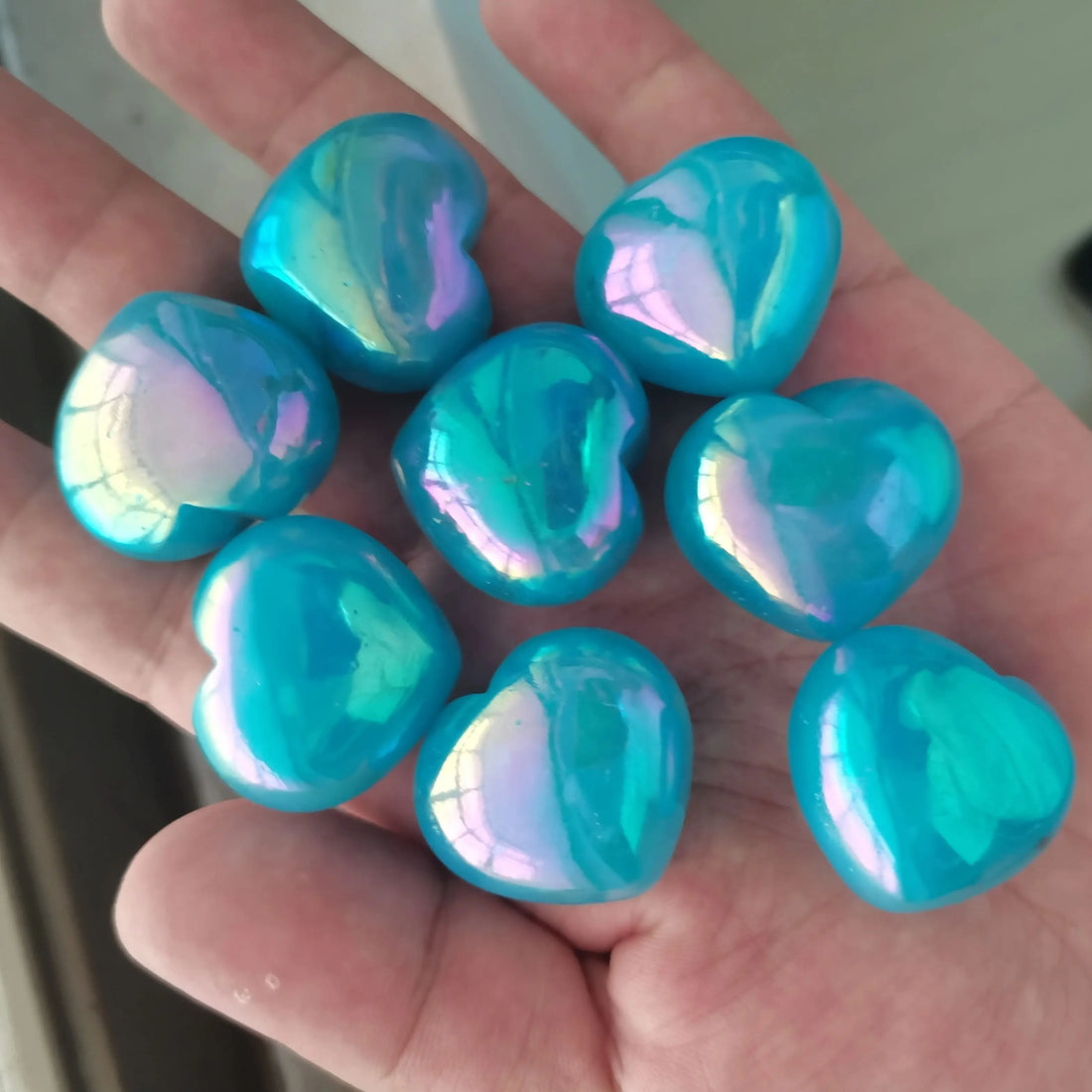 2pcs Natural Electroplating Blue Heart Quartz Crystal love heart Shaped Hand Carved Stone  Home Decoration Healing Crystals - CRYSTALOIL