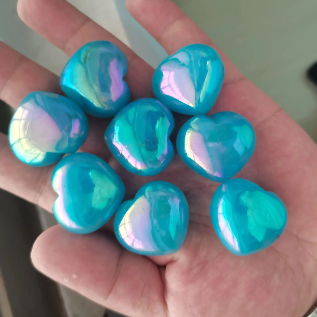 2pcs Natural Electroplating Blue Heart Quartz Crystal love heart Shaped Hand Carved Stone  Home Decoration Healing Crystals - CRYSTALOIL