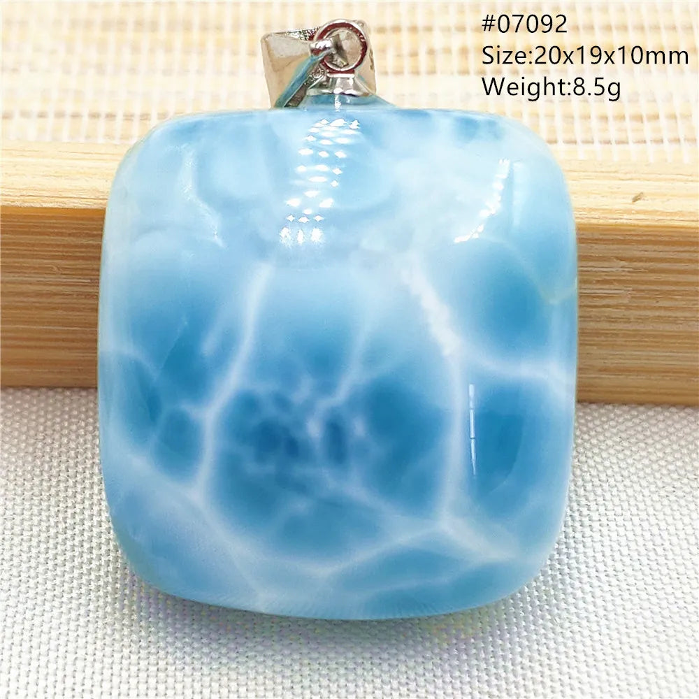 Natural Blue Larimar Pendant Jewelry Women Men Oval Gemstone Pattern Larimar Water Drop Dominica Necklace Love AAAAAA - CRYSTALOIL