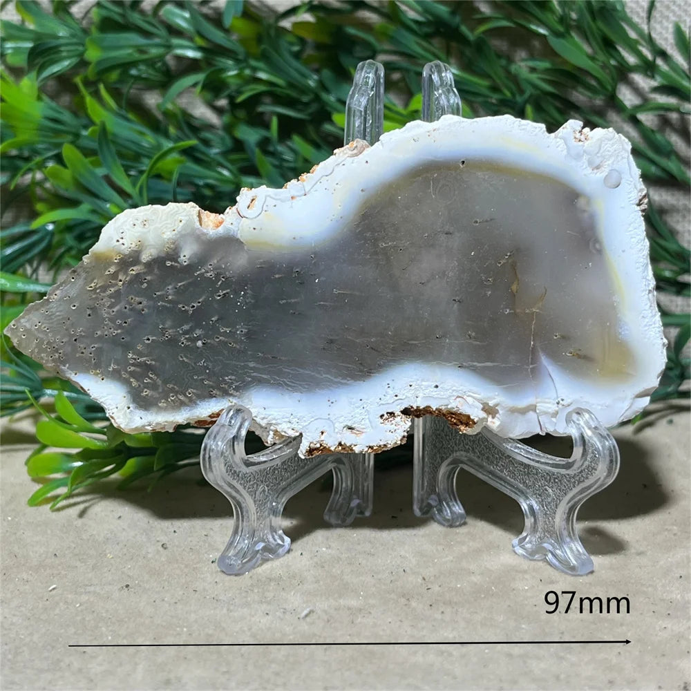 Crystal Natrural Agate Rutile Slab Slice Stone Reiki High Quality Beauty Healing Quartz Minerals Home Decoration + Stand - CRYSTALOIL