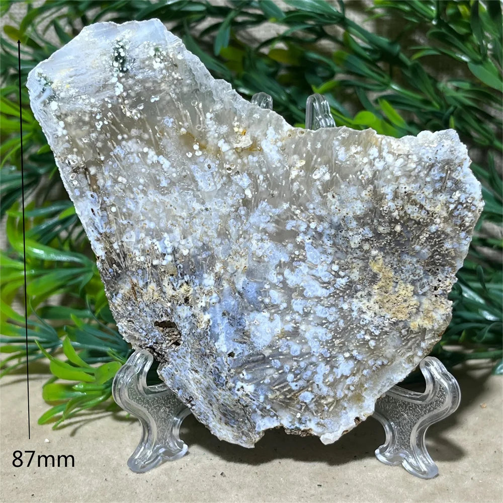 Crystal Natrural Agate Rutile Slab Slice Stone Reiki High Quality Beauty Healing Quartz Minerals Home Decoration + Stand - CRYSTALOIL