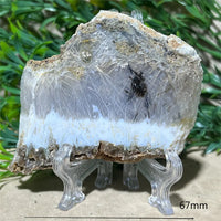 Crystal Natrural Agate Rutile Slab Slice Stone Reiki High Quality Beauty Healing Quartz Minerals Home Decoration + Stand - CRYSTALOIL